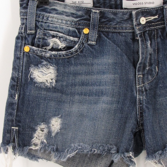 Vigoss Studio The Ritz Distressed Jean Shorts 3/4 27 - Picture 2 of 15